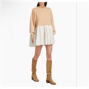 Beige and White Two-Tone Dress